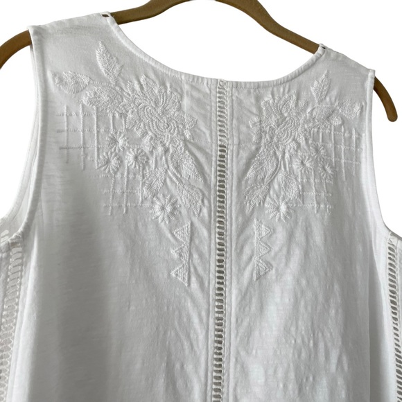 100% Cotton Embroidered Oversized Tunic Tank by Karyn Seo White Size Small - Picture 4 of 7